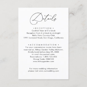 黒エレガントミニマル白の結婚詳細 エンクロージャーカード