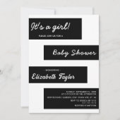 黒エレガントミニマル白の赤モダンちゃん 招待状 (正面)