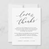 黒エレガントミニマル白シック結婚ズ サンキューカード (正面)