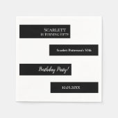 黒エレガントミニマル白シック50誕生日 スタンダードカクテルナプキン (正面)