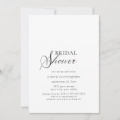 黒エレガントミニマル白ブライダルシャワー 招待状 (正面)