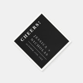 黒エレガントミニマル白モダン結婚の スタンダードカクテルナプキン (角)