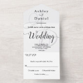 黒エレガントミニマル白モノグラム結婚の オールインワン招待状 (内側)