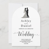 黒エレガントミニマル白ロマン結婚ツ 招待状 (正面)