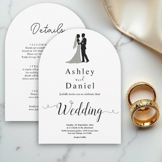 黒エレガントミニマル白ロマン結婚ツ 招待状