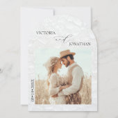 黒エレガントミニマル白結婚の 招待状 (裏面)