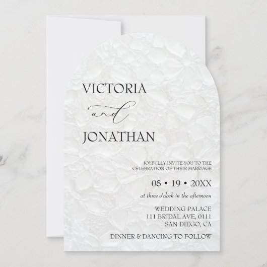 黒エレガントミニマル白結婚の 招待状 (正面)