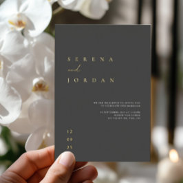 黒エレガントミニマル箔結婚箔招待状 箔招待状