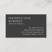 黒エレガントミニマル結婚写真撮モダン影 名刺 (裏面)