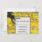 黒エレガントミニマル金ゴールドパステル抽象芸術結婚ズ 出欠カード (正面)