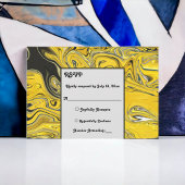 黒エレガントミニマル金ゴールドパステル抽象芸術結婚ズ 出欠カード