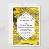 黒エレガントミニマル金ゴールドパステル抽象芸術結婚ズ 招待状 (正面)