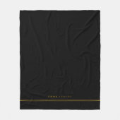 黒エレガントミニマル金ゴールド線名 フリースブランケット (正面)