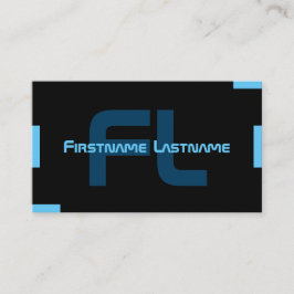 黒エレガントミニマル青モノグラム 名刺