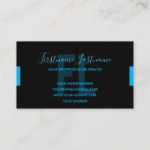 黒エレガントミニマル青モノグラム 名刺 (裏面)