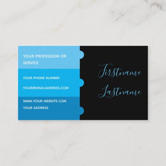 黒エレガントミニマル青モノグラム 名刺 (裏面)