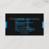 黒エレガントミニマル青モノグラム 名刺 (裏面)