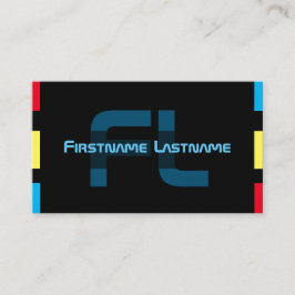 黒エレガントミニマル青黄色一文字 名刺