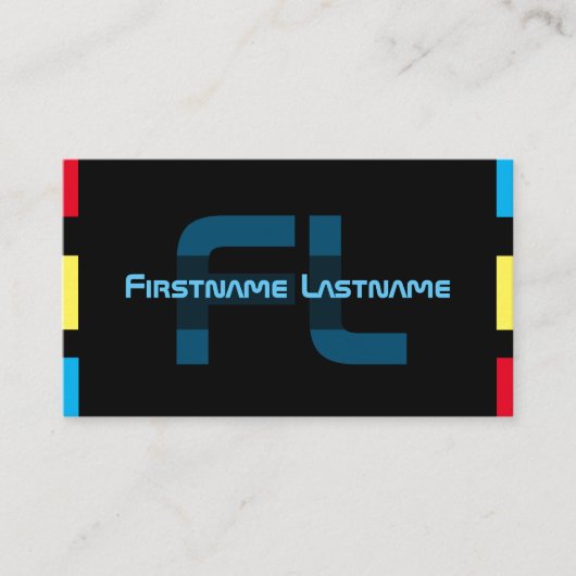 黒エレガントミニマル青黄色一文字 名刺 (正面)