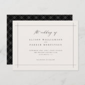 黒エレガントミニマル&アイボリータイポグラフィ結婚ズ インビテーションポストカード (正面/裏面)