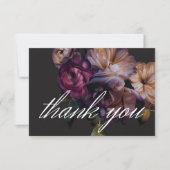 黒エレガントムーディフローラ結婚ズ サンキューカード (正面)