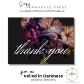 黒エレガントムーディフローラ結婚ズ サンキューカード