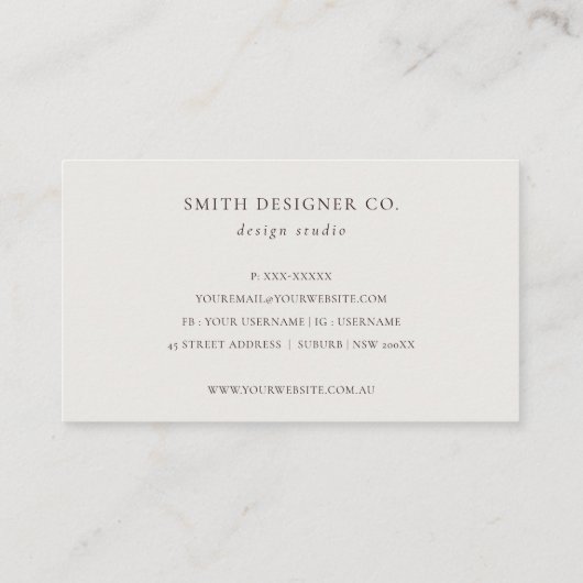 黒エレガントモダンい葉の熱帯の葉シダ 名刺 (裏面)