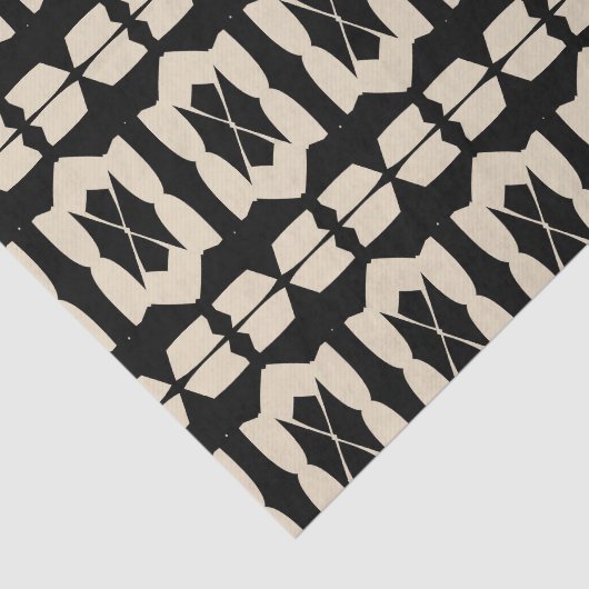 黒エレガントモダンとベージュの幾何学的パターン 薄葉紙 (詳細)