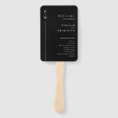 黒エレガントモダンと白の結婚式 プログラム ハンドファン (正面)