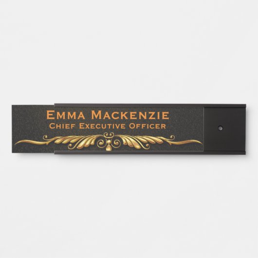 黒エレガントモダンと金ゴールドのドアの看板 サインプレート (正面)