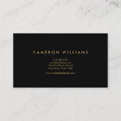 黒エレガントモダンと金ゴールドのプフェイクロファイル写真 名刺 (裏面)