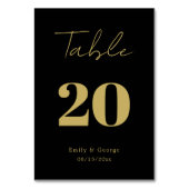 黒エレガントモダンと金ゴールドの上品なシック結婚ズ テーブルナンバー (正面)