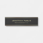 黒エレガントモダンと金ゴールドグラマーテンプレート サインプレート (正面)