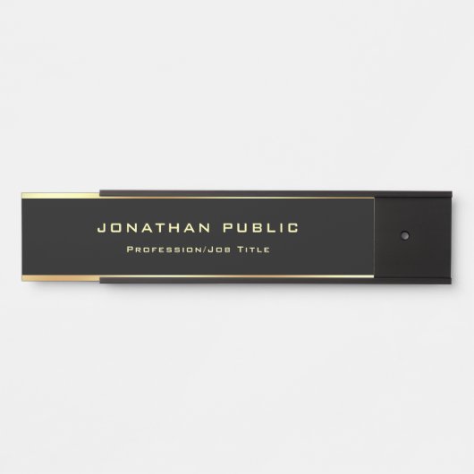 黒エレガントモダンと金ゴールドグラマーテンプレート サインプレート (正面)