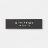 黒エレガントモダンと金ゴールドグラマーテンプレート サインプレート (正面)