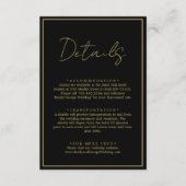 黒エレガントモダンと金ゴールドシック結婚詳細 エンクロージャーカード (正面)