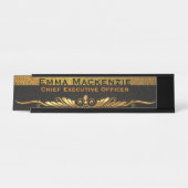 黒エレガントモダンと金ゴールドデスクの名前プレート デスクネームプレート (正面)