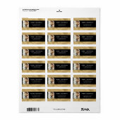 黒エレガントモダンと金ゴールドフェイクのクリスマスフォト ラベル (フルシート)