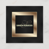 黒エレガントモダンと金ゴールドフェイクスクリプト スクエア名刺 (正面)