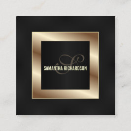 黒エレガントモダンと金ゴールドフェイクスクリプト スクエア名刺