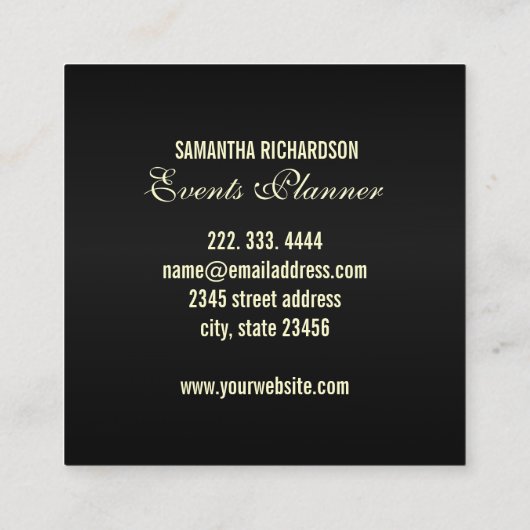 黒エレガントモダンと金ゴールドフェイクスクリプト スクエア名刺 (裏面)