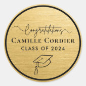 黒エレガントモダンと金ゴールド卒業 ラウンドシール (正面)