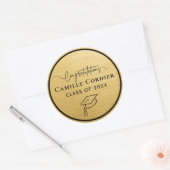 黒エレガントモダンと金ゴールド卒業 ラウンドシール (封筒)