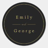 黒エレガントモダンと金ゴールド階級結婚の ラウンドシール (正面)