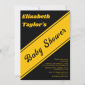 黒エレガントモダンと金ゴールド高級ベビーシャワー 招待状 (正面)