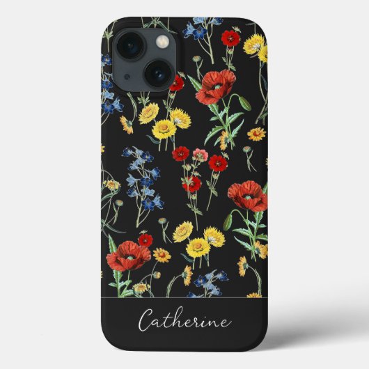 黒エレガントモダンの山の花の名前 Case-Mate iPhoneケース (裏面)