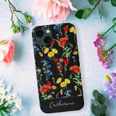 黒エレガントモダンの山の花の名前 Case-Mate iPhoneケース