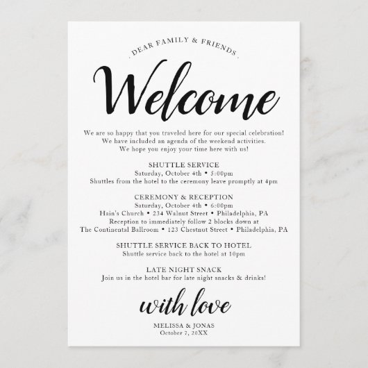 黒エレガントモダンの旅結婚行計画 プログラム (正面)