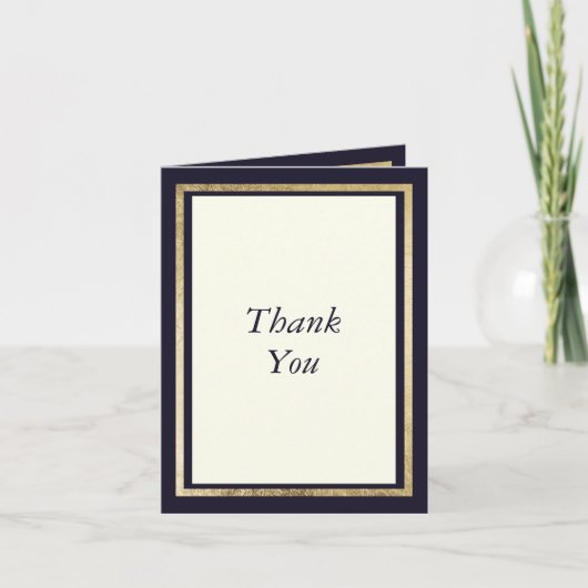 黒エレガントモダンアイボリー金ゴールド50誕生日 サンキューカード (正面)