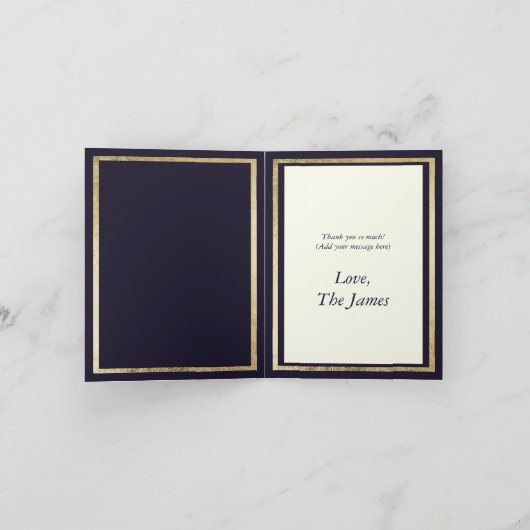 黒エレガントモダンアイボリー金ゴールド50誕生日 サンキューカード (内部)